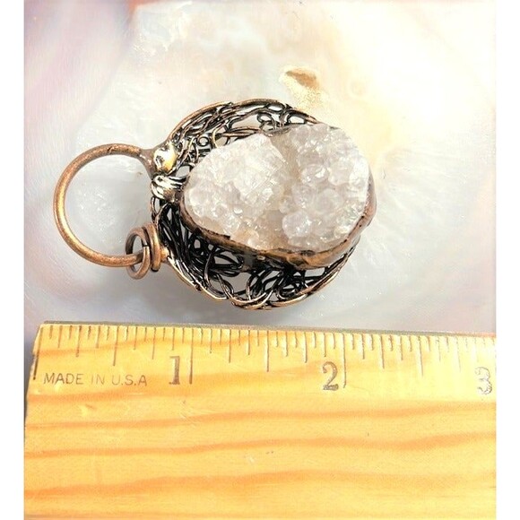 Beautiful Hand Wrapped Clear Quartz Cluster Pendant - Picture 4 of 4